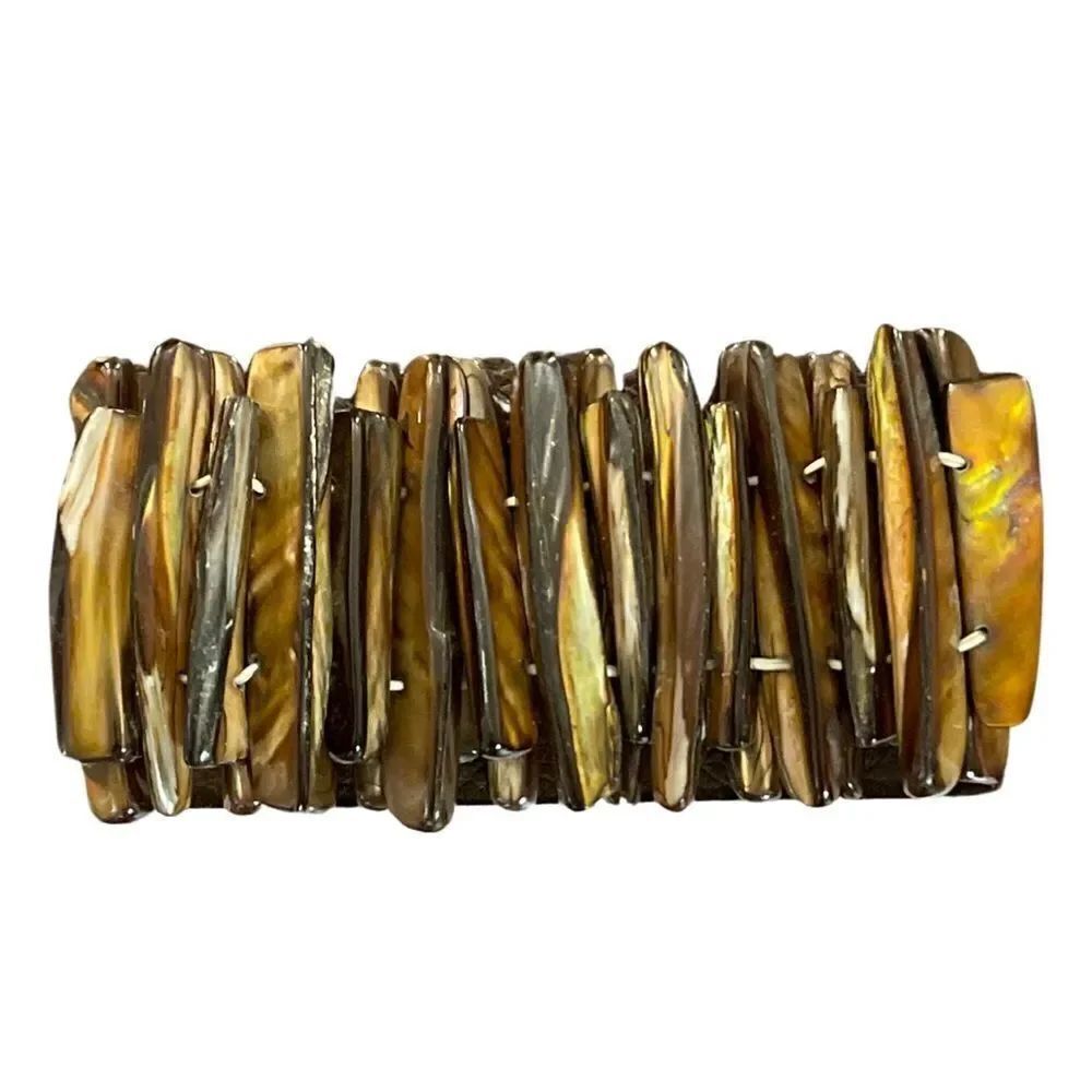 Vintage Abilone Bronze & Golden Colors Stick Stretch Bracelet